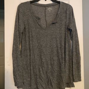 Grey V Neck Henley
